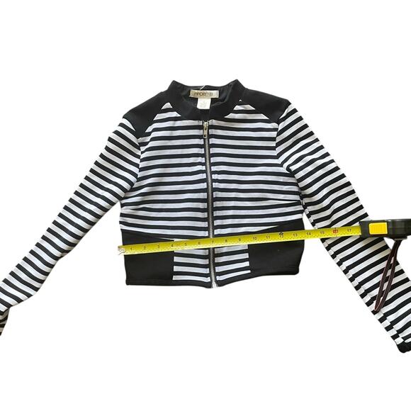 Arden B Womens/Teen Black and White Strip Jacket Size Small Vintage Cropped - Picture 5 of 6